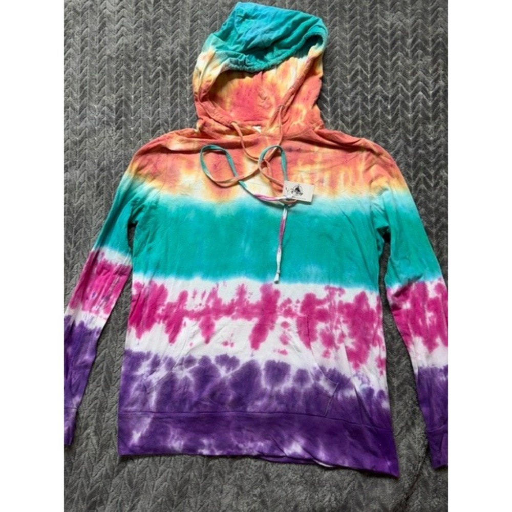 Sofra Activewear Womens Tie Dye Hoodie Long Sleeve Pullover Medium 0400 - Picture 1 of 3